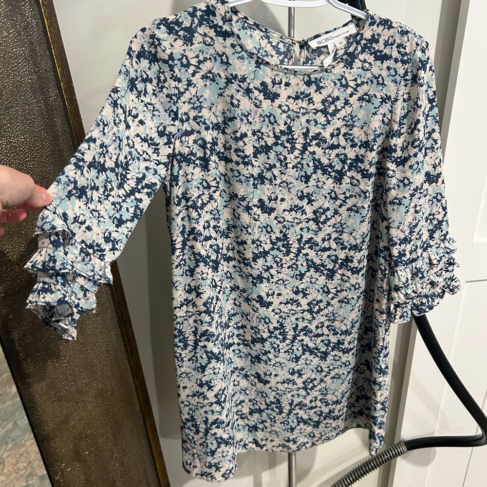 BCBG dress, blue florals